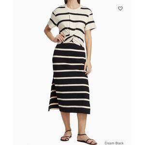 Tanya Taylor | Willow Stripe Cotton Knit Twist Front Midi Dress Plus Size 3X